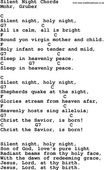 Song Lyrics with guitar chords for Silent Night Catholic Missal, Ukulele Songs Beginner, Pop Song Lyrics, Song Chords, Music Tips, Guitar Chords For Songs, Guitar Chords And Lyrics, Gospel Songs, Ukulele Songs