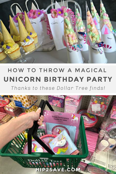 Unicorn Birthday Ideas Diy, Unicorn 2nd Birthday Party Ideas, Unicorn Bday Party Ideas Diy, Unicorn Birthday Party Five Year Old, Simple Unicorn Birthday Party, Dollar Tree Unicorn Party Ideas, Diy Unicorn Centerpiece Ideas, Unicorn Birthday Party At The Park, Three Year Old Unicorn Birthday