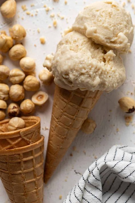 Ice Cream Hazelnut, Peaceful Preschool, Hazelnut Ice Cream, Cream Photography, Ice Cream Photography, Cream Custard, Hazelnut Butter, Ice Cream Base, Kitchen Things