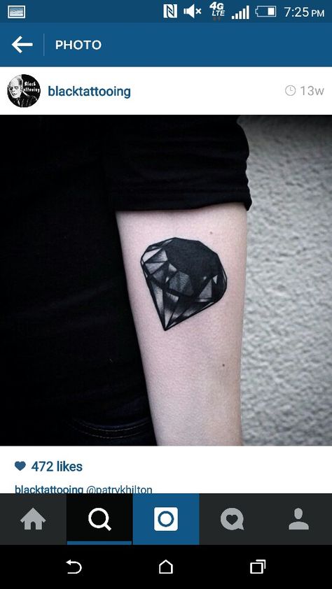 Black Diamond Tattoo, Black Diamond Tattoos, Diamond Tattoos, Black Ink Tattoos, Black Tattoos, New Tattoos, Black Diamond, Triangle Tattoo, Geometric Tattoo