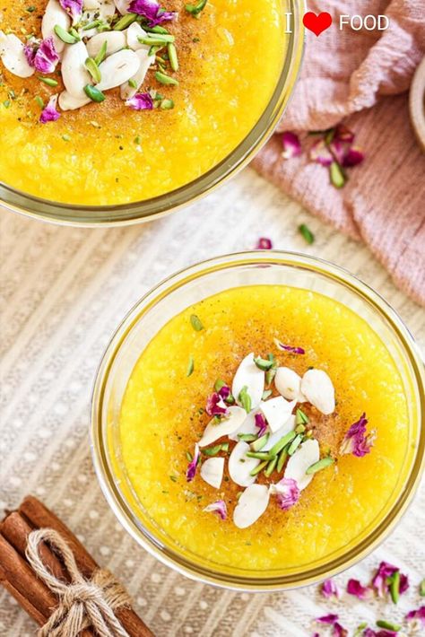 Sholeh Zard, Easy Indian Dessert Recipes, Easy Indian Dessert, Simple Desserts, Eid Food, Saffron Rice, Persian Cuisine, Persian Food, Exotic Food