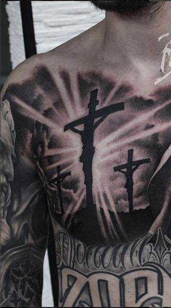 Jesus Carrying Cross Tattoo, Crusader Tattoo, 3 Crosses Tattoo Design, Crucifixion Tattoo, Three Crosses Tattoo, Washington Dc Tattoo, Crosses Tattoo, Hahaha Joker, Husky Tattoo