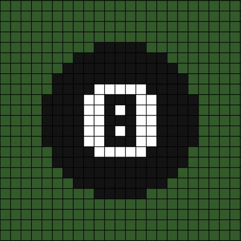 A small pixel art template of the Magic 8 Ball from Pool the physical game. 8 Ball Pixel Art, 8 Ball Grid Pattern, Grunge Pixel Art, Green Pixel Art, Magic 8 Ball, Graph Crochet, Cross Stitch Fonts, Easy Pixel Art, Pixel Art Templates