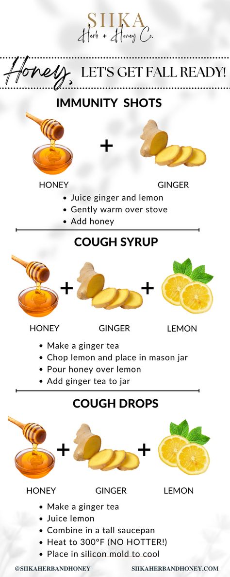 Discover amazing benefits and delicious ways to use honey during the cold and flu season including: honey cough drops, honey cough syrup, and more! Honey, we're Fall Ready! Honey For Colds, Homeremides For Cough, Infused Honey For Colds, Medicinal Honey Recipes, Natural Cough Drops, Homemade Honey Cough Drops, Homemade Tinctures, Honey Shots, Cough And Cold Remedies