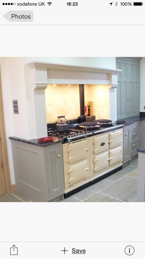 Aga surround Aga Kitchen, English Cottage Kitchens, Classic English Kitchen, Simple Kitchen Design, Small Kitchen Layouts, English Kitchen, Kitchen Floor Plans, Bespoke Kitchen, Handmade Kitchen