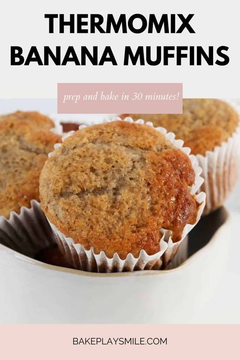 Thermomix Banana Muffins Thermomix Banana Muffins, Thermomix Cakes, Mini Banana Muffins, Muffins Banana, Banana Muffins Recipe, Delicious Muffins, Thermomix Baking, Mini Bananas, Banana Muffin Recipe