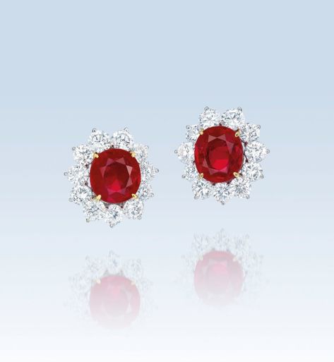 IMPORTANT RUBY AND DIAMOND EARRINGS Price realised HKD 9,130,000 Estimate HKD 5,000,000 - HKD 8,000,000 Luxury Ruby Earrings With Halo Design, Luxury Silver Ruby Earrings, Luxury Red Ruby Earrings, Luxury Hallmarked Ruby Earrings, Luxury Ruby Earrings With Intricate Design, Ruby And Diamond Earrings, Red Dress Women, Dress Woman, Ruby Earrings