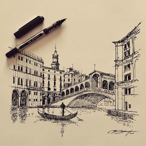 Building References Drawing, Fine Line Building Drawings, Italian Sketches Drawings, Architecture Drawing Sketchbooks Ideas, Architecture Sketch Ideas, Drawing Ideas Buildings, Venice Italy Drawing, City Drawing Sketches, Vienna Drawing