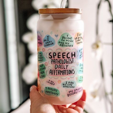 Speech Language Pathologist Gift, SLP Tumbler Gifts, Speech Therapy Cup, Speech Therapist Gift SLP Graduation gift,Appreciation gift for SLP Speech Pathologist Daily Reminders 16 fl oz Glass Frosted Tumbler Bamboo leak proof Lid & Straw Every time you take a sip, you'll be reminded of your incredible impact on people's lives and the importance of your work. Let these uplifting words fuel your motivation and remind you of the positive difference you make every day. Perfect Gift: Whether you're tr Christmas Gift For Speech Therapist, Speech And Language Therapist, Speech Therapy Gifts Ideas, Speech Therapist Gift Ideas, Speech Therapist Aesthetic, Speech Therapy Aesthetic, Gifts For Therapists, Slp Aesthetic, Slp Office