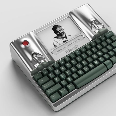 Ernest Hemingway Freewrite Signature Edition #SmartGadgets Pink Typewriter Keyboard, Retro Futuristic Computer, Bluetooth Keyboard And Mouse, Typewriter Bluetooth Keyboard, Retro Typewriter Keyboard, Smart Gadget, Ernest Hemingway, Writing Process, Typewriter