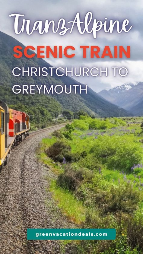 Take a relaxing train ride & enjoy some breathtaking views in New Zealand! Find out about the TranzAlpine Railway from Christchurch to Greymouth (it also travels in the opposite direction). Learn about some of the gorgeous sights you’ll see, such as the Southern Alps & the Waimakariri River. And find out how to save money with discounted tickets. Excellent NZ travel advice if you’re looking for a fun and special way to go sightseeing in New Zealand while on holiday. New Zealand travel tips. Greymouth New Zealand, Nelson New Zealand, Nz Travel, Dream Vacations Destinations, On The Train, Train Ride, New Zealand Travel, How To Save Money, Train Rides