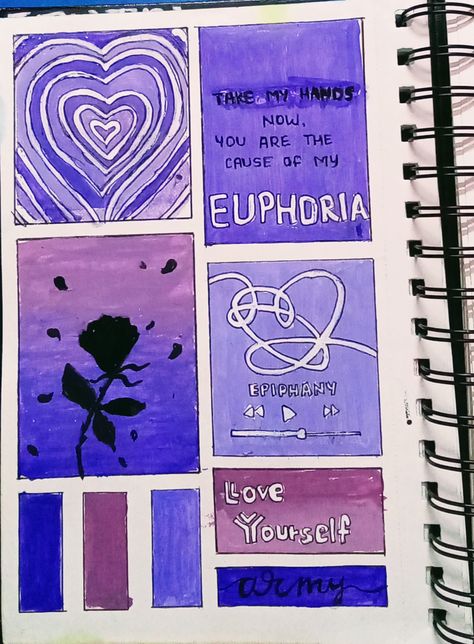 Euphoria Art Aesthetic, Euphoria Drawing Ideas, Bts Aesthetic Painting, Dark Purple Paint, Purple Drawing, Summer Sketchbook, Aesthetic Sketches, Purple Canvas Art, How To Make Canvas