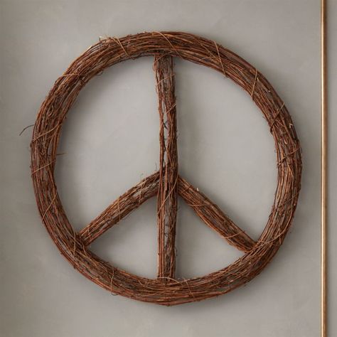 On sale. Shop Peace Twig Wreath. This rustic, overscaled wreath was designed exclusively for CB2 by husband-and-wife-design duo Robert and Cortney Novogratz. Peace Sign Wreath, Inner Peace Art, Peace Wreath, Cedar Wreath, Boho Christmas Decor, Colorado House, Wood Wreath, Twig Wreath, Peace Art