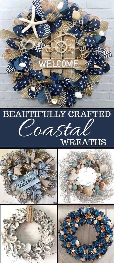 Beach House Front Door, Sea Wreath, Coastal Wreaths, Nautical Wreaths, Coastal Wreath, Nautical Wreath, Beach Wreath, House Front Door, Summer Wreaths