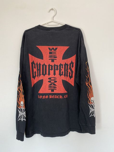 Vintage West Coast Choppers longsleeve size XL | Grailed Retro Long Sleeve Shirt For Streetwear, Longsleeves Outfit Men, Retro Long Sleeve T-shirt For Streetwear, Streetwear Long Sleeve Hoodie Band Merch, Band Merch Long Sleeve Streetwear Shirt, West Coast Chopper, West Coast Choppers Tshirt, Streetwear Tshirt Design, Harley Davidson Long Sleeve