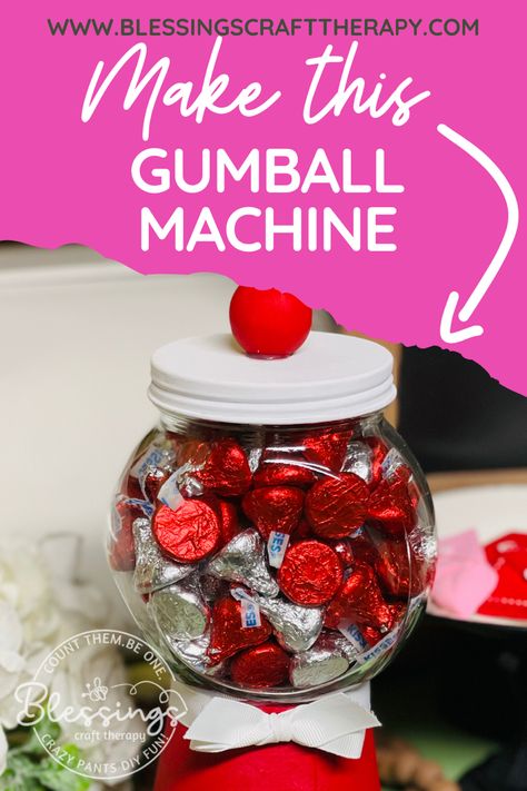 Make a cute faux gumball machine! Gumball Machine Cricut, Home Made Gumball Machine, Flower Pot Gumball Machine Diy, Repurposed Gumball Machine Cute Ideas, Valentine Gumball Machine, Gumball Machine Craft, Diy Gumball Machine, Walmart Clearance, Bubble Gum Machine