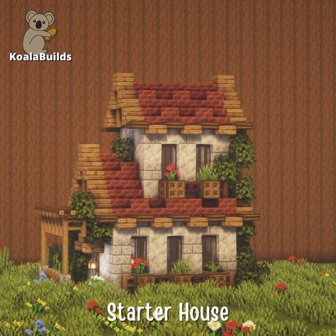 Minecraft Starter House Small, Small Cottage Home Minecraft, Minecraft Archway Cottagecore, Simple Starter House Minecraft, Mc Starter House, Minecraft Mini House Ideas, Minecraft House Starter, Minecraft Small Building Ideas, Tiny Minecraft Cottage