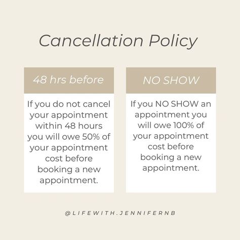 I HATE making these post but I will now have a cancellation policy. I understand life happens and I will 100% try and work with everyone but cancellations and no shows have been insane lately so unfortunately this policy has to be made. Jennifer Brown, Cancellation Policy, Life Happens, I Understand, The 100, Quick Saves, Instagram