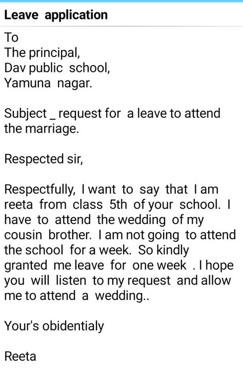 Request for leave to the marriage. English Application, Letter Writing Format, English Letter Writing, Formal Letter Writing, Letter Writing Examples, Basic English Grammar Book, Formal Letter, English Conversation Learning, Job Letter