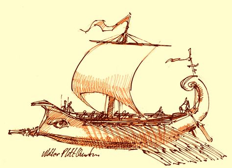 Trireme boat drawing Greek Boat Tattoo, Trireme Art, Greek Ships Ancient, Ancient Greek Paintings, Greek Trireme, The Illustrated Man, Boat Tattoo, Historical Drawings, History Drawings