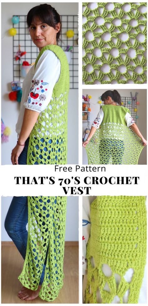 Vest With Shorts, Hippie Crochet Patterns, Crochet Vest Pattern Free, Wearable Crochet, Crochet Vests, Crochet Granny Stitch, Diy Crochet Top, Vest Pattern Free, Crochet Dress Pattern Free