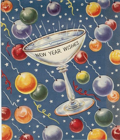 New Year vintage card. Vintage New Years, New Year Vintage, Vintage Happy New Year, New Years Eve Day, New Years Cards, Vintage Holiday Cards, 동화 삽화, Postal Vintage, Beatles Art