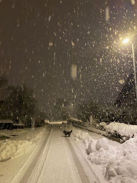 Nighttime Snow Aesthetic, Snow Astethic Night, Aesthetic Place Night, Snowy Day Aesthetic, Snowy Night Aesthetic, Aesthetic Snow Pictures, Winter Night Aesthetic, Winter At Night, Dark Winter Aesthetic