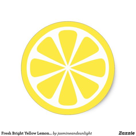 Fresh Bright Yellow Lemon Slice Round Sticker Lemon Themed Party, Collage Stickers, Ideas Fiesta, Homemade Stickers, Lemon Drink, Illustration Simple, Tumblr Stickers, Hydroflask Stickers, Lemon Slice