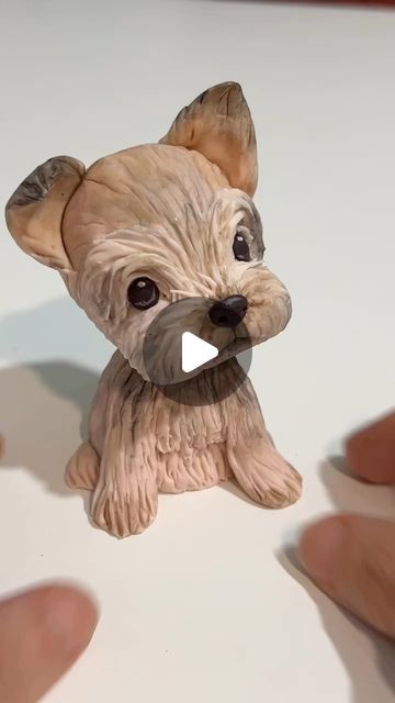 Fondant Dog Tutorial, Diy Clay Animals, Fondant Puppy, Miniature Yorkie, Dog Polymer Clay, Dog Clay, Fondant Dog, Pecan Pound Cake, Sculpey Ideas