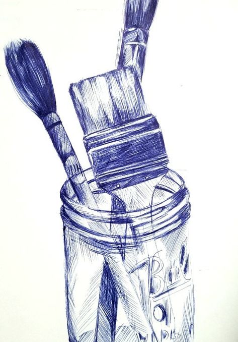 Ball Pen Drawing Simple, Blue Pen Art Drawings, Pen Art Work Easy, Ball Pen Sketch Simple, Blue Pen Drawing Easy, Ball Pen Art Easy, Ball Point Pen Sketches, Blue Pen Sketches, Easy Pen Sketches