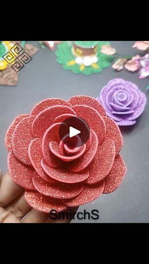 Flower Paper Crafts, Rose Flower Making, Flower Making Tutorial, How To Make Glitter, Flower Paper, Flower Video, Foam Sheets, Paper Flowers Diy, Easy Paper Crafts