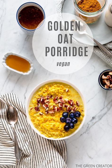 Golden Oats, Savoury Rice Recipe, Wheat Porridge, Oat Porridge, Budget Vegan, Oat Meal, Oat Bowls, Breakfast Photography, Breakfast Porridge