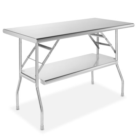 GRIDMANN Stainless Steel Folding Table 48 x 24 Inch Kitchen Prep & Work Table with Undershelf - Walmart.com - Walmart.com Steel Kitchen Island, Stainless Steel Prep Table, Kitchen Prep Table, Prep Table, Outside Kitchen, Kitchen Trolley, Kitchen Prep, Folding Laundry, Stainless Steel Table