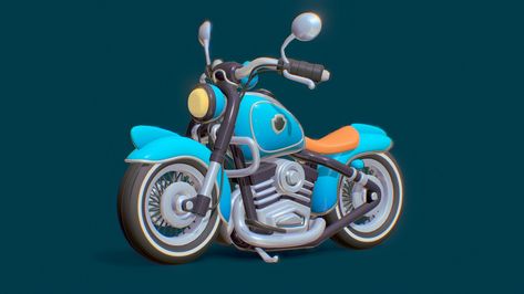 "Motorcycle" by / Bullet Motorcycle, Props Concept, Casual Game, Cartoon Background, Car Cartoon, Motorcycle Design, Artist Websites, Tricycle, Game Art