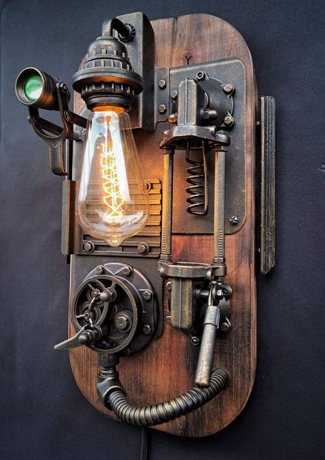 Interior Design Steampunk, Affordable Room Decor, Industrial Lamp Design, Steampunk Interior, Lampe Steampunk, Steampunk Lamps, Industrial Style Lamps, Steampunk Furniture, Steampunk House