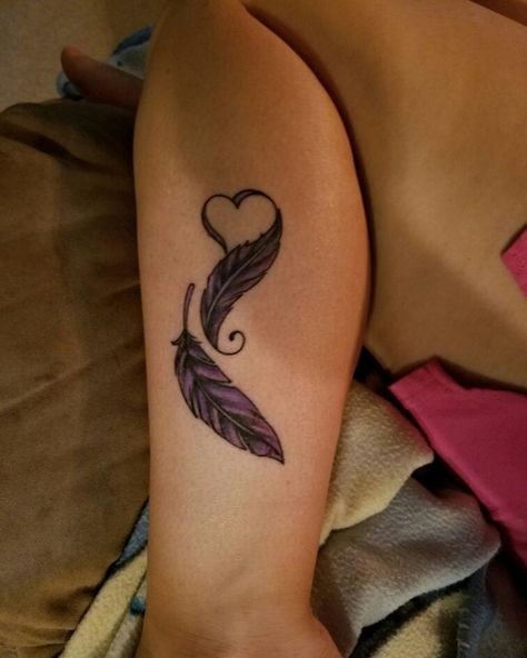 Hearted feathers Heart And Feather Tattoo, Feather And Heart Tattoo Ideas, Heart Feather Tattoo, Egyptian Heart And Feather Tattoo, Feather Heart Tattoo, Feather Tattoo With Infinity, Infinity Feather Tattoo Designs Unique, Always Tattoo, Heart Tattoos