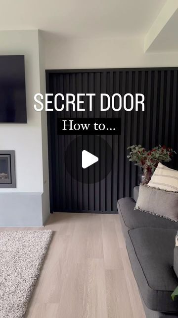 Christine on Instagram: "The most asked ‘how-to’ questions for our secret door:  Q:How does it stay closed? A: We use a magnet to hold it closed. It’s fixed to the top of the door and only visible when it’s open. When it’s closed the magnet on the door hits the back of the top horizontal batton where the magnet closer is fixed.  Q: Do you have a door frame? A: No, we used the design and position of battons to act as a door stop and conceal the door when closed. Having a batton at the top means there is no light or gap visible when the door is closed.  Q:What type of hinges? A: We used hinges off an existing door- they are heavy duty and allow the door to open 360 degrees. The most important part is the position of hinges- they need to ensure the door sits flush with the wall.  The key for How To Add A Door To An Opening, Remove Door Frame, Invisible Doors Ideas, Conceal Door, Secret Door Ideas, Types Of Hinges, Slat Walls, Hallway Door, Invisible Hinges