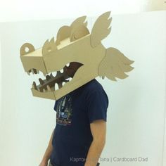 Cardboard Dragon Mask, Cardboard Dragon, Cardboard Masks, Diy Dragon Costume, Diy Dragon, Cardboard Mask, Dragon Chino, Chinese New Years, Dragon Mask