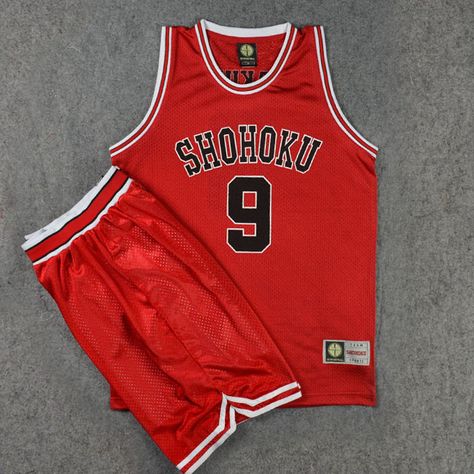 Slam Dunk NO.9 Basketball Jersey (RED + WHITE + BLACK + GREEN) Can Choose Shorts Ryouta Miyagi, Slam Dunk Shohoku, Miyagi Ryota, Basket Nba, Basketball Clothes, Basketball Uniforms, Number 7, Miyagi, Slam Dunk