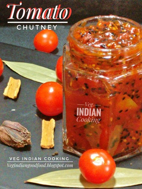 Indian Sides, Spicy Tomato Chutney, Masala Kitchen, Tomato Chutney Recipe, Cooking Tomatoes, Nigella Seeds, Tomato Chutney, Chutney Recipe, Herb Recipes