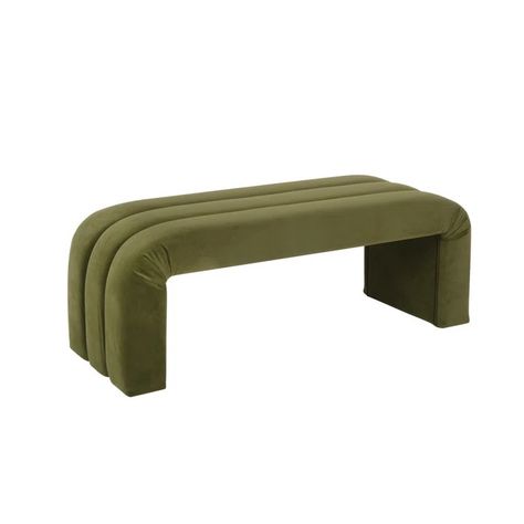 WorldsAway Mercer Velvet Upholstered Bench | Wayfair Olive Green Velvet, Cerused Oak, Long Bench, Bed Bench, Upholstered Bench, Barrel Chair, Olive Color, Bench Seat, Burled Wood