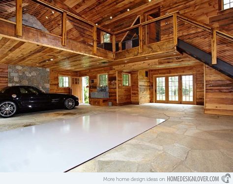 This is my dream garage! Add in a two-post lift and a workshop attached then it's perfect!!! Nice Desk, Casas Country, Man Garage, Large Garage, Garage Loft, Cool Garages, Ultimate Garage, Luxury Garage, Barn Garage