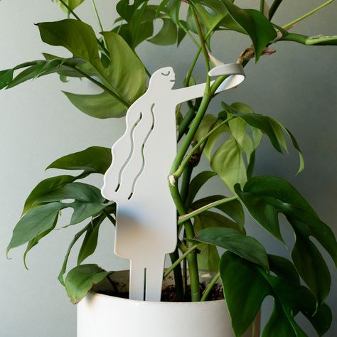 Give your plant a hug! This powder-coated steel plant stake is perfect for giving small to medium houseplants support as they grow, or just looking cute and providing them with a little company. This modern minimalist design is the perfect compliment to your favorite planters, and won't distract from your favorite plants foliage. 10.5 inches tall The production process may cause some minor variation in this item. Made for indoor use. To keep your plant support looking new as long as possible use Hanging Plant Holder, Support Plante, Metal Garden Art, Plant Supports, Metal Homes, A Hug, Textile Artists, Indoor Planters, Hanging Plants