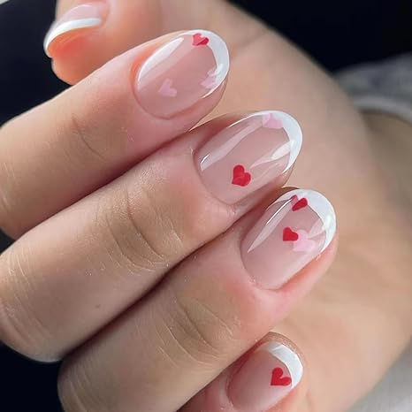 V Day Nails, Nail Design Tutorial, Pink Tip Nails, Nails Valentine, Valentines Nail, Christmas Nail Ideas, Valentine Nail, Valentine Nail Art, Gel Acrylic Nails