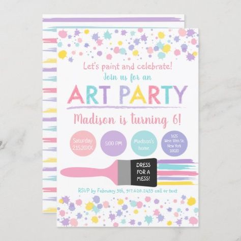 $3.15 | Pastel Rainbow Dress For A Mess Art Party Birthday #art party invitations, painting party invitations, rainbow art party invitations, arts and crafts party, rainbow party invitations, pastel rainbow, girls art party, crafts party, dress for a mess, art birthday party Painting Party Invitations, Pastel Rainbow Dress, Girls Art Party, Rainbow Art Party, Art Party Birthday, Rainbow Party Invitations, Art Party Invitations, Rainbow Birthday Invitations, Art Birthday Party