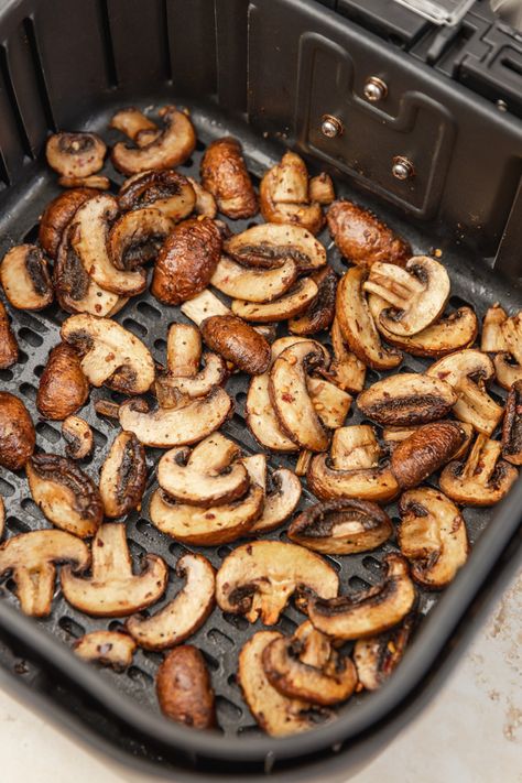 Air Fryer Mushrooms Recipe, Air Fryer Mushrooms, Fried Mushroom Recipes, Cook Mushrooms, Garlic Mushrooms Recipes, Recipe With Garlic, Recipe Air Fryer, Vegetable Side Dishes Healthy, Air Fryer Steak