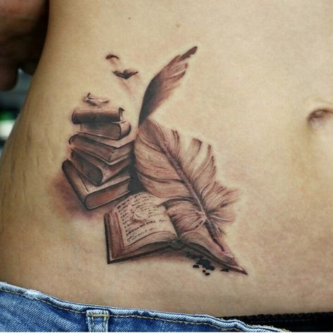 Writer Tattoos, Writer Tattoo, Quill Tattoo, Bookish Tattoos, Literary Tattoos, Pen Tattoo, Upper Arm Tattoos, Inspiration Tattoos, Bff Tattoos