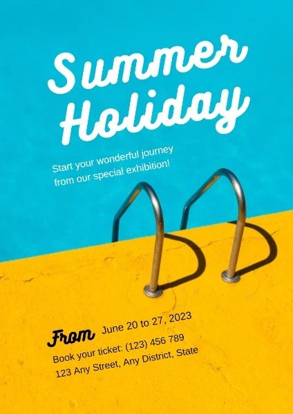 Summer Graphic Design Poster, Pool Graphic Design, Holiday Poster Design, Pool Cocktails, Vibes Poster, Modern Pool House, Simple Pool, Templates Simple, Mailer Design