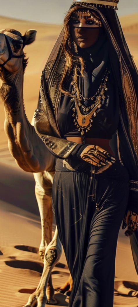 Arabian Moodboard, Arab Women Outfits, Arabic Outfits For Women, Arabian Nights Outfit, Fares Fares, Desert Fashion Photography, Bedouin Woman, Dessert Outfit, Desert Outfit Ideas