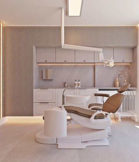 Dental Clinic Esthetic, Medical Room Aesthetic, Boho Dental Office, Korean Dental Clinic, Fancy Doctors Office, Dentist Cabinet Design, Neutral Dental Office, Aesthetic Dental Office, Dentist Practice Interior